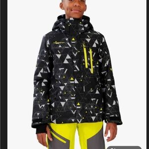Obermeyer Boys' Geometric Black and Yellow insulated Jacket- EUC